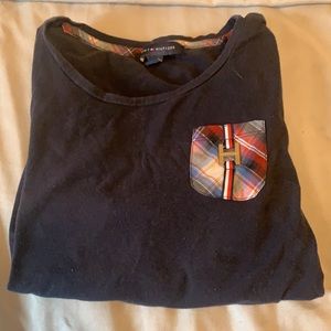 Tommy Hillfiger navy quarter sleeve shirt